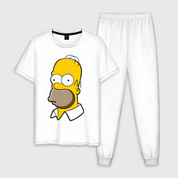 Пижама хлопковая мужская Sad Homer, цвет: белый