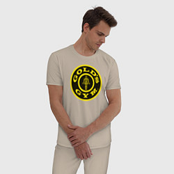 Пижама хлопковая мужская Gold's Gym, цвет: миндальный — фото 2