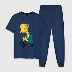 Пижама хлопковая мужская Mr. Burns: I get money, цвет: тёмно-синий