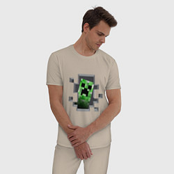 Пижама хлопковая мужская Creeper Inside, цвет: миндальный — фото 2