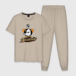 Пижама хлопковая мужская NHL: Anaheim Ducks, цвет: миндальный