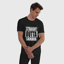 Пижама хлопковая мужская Straight Outta Samara, цвет: черный — фото 2