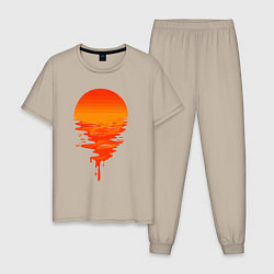 Пижама хлопковая мужская Sunset, цвет: миндальный