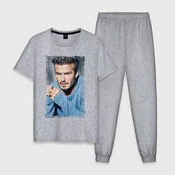 Пижама хлопковая мужская David Beckham: Portrait, цвет: меланж