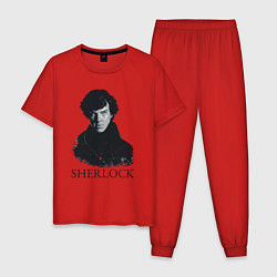 Пижама хлопковая мужская Sherlock Art, цвет: красный
