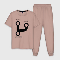 Пижама хлопковая мужская Раз, два и в продакшн цвета пыльно-розовый — фото 1