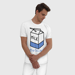 Пижама хлопковая мужская White Milk, цвет: белый — фото 2