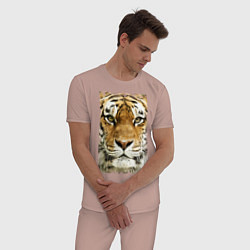 Пижама хлопковая мужская Tiger Face: retro style цвета пыльно-розовый — фото 2