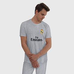 Пижама хлопковая мужская Real Madrid: Fly Emirates цвета меланж — фото 2