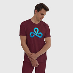 Пижама хлопковая мужская Cloud9 Foil Металлический эффект, цвет: меланж-бордовый — фото 2
