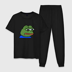 Пижама хлопковая мужская Sad frog, цвет: черный