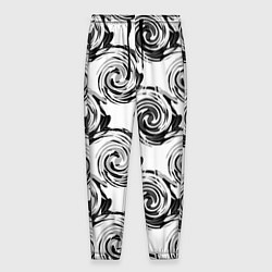 Брюки на резинке мужские Черно-белый абстрактный узор, цвет: 3D-принт