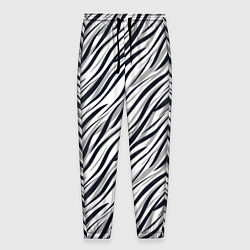 Брюки на резинке мужские Черно-белый полосатый тигровый, цвет: 3D-принт