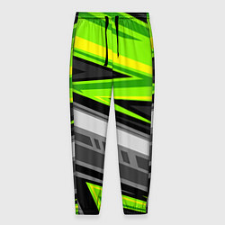 Брюки на резинке мужские Зеленые линии, цвет: 3D-принт