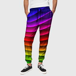 Брюки на резинке мужские Color line neon pattern Abstraction Summer 2023, цвет: 3D-принт — фото 2