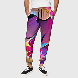 Брюки на резинке мужские Тропические краски Цветы, цвет: 3D-принт — фото 2