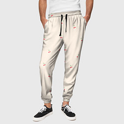 Брюки на резинке мужские Вишня на бежевом фоне, цвет: 3D-принт — фото 2