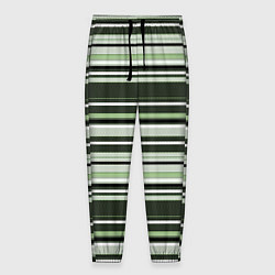 Мужские брюки Горизонтальные зеленые белые полосы