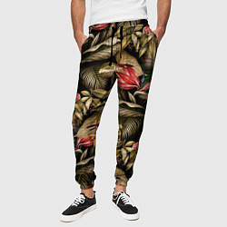 Брюки на резинке мужские Райский сад цветы и фрукты, цвет: 3D-принт — фото 2