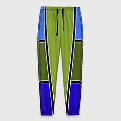 Брюки на резинке мужские Зелено- синий геометрический дизайн, цвет: 3D-принт