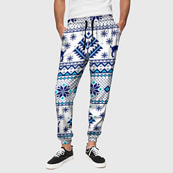 Брюки на резинке мужские Happy new year, blue deer, цвет: 3D-принт — фото 2