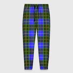 Брюки на резинке мужские Ткань Шотландка сине-зелёная, цвет: 3D-принт
