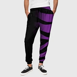 Брюки на резинке мужские Фиолетовый с черными полосками зебры, цвет: 3D-принт — фото 2