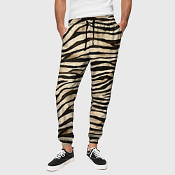 Брюки на резинке мужские Шкура зебры и белого тигра, цвет: 3D-принт — фото 2
