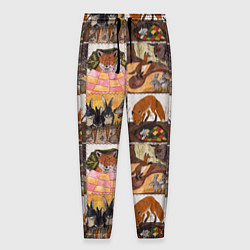 Мужские брюки Коллаж из рисунков с лисой