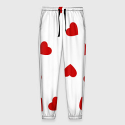 Мужские брюки Красные сердечки на белом