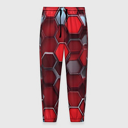 Брюки на резинке мужские Cyber hexagon red, цвет: 3D-принт