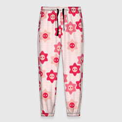 Брюки на резинке мужские Розовые цветочные пуговицы, цвет: 3D-принт