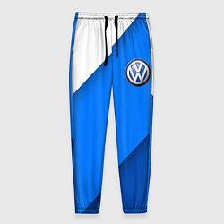 Брюки на резинке мужские Volkswagen - голубые линии, цвет: 3D-принт