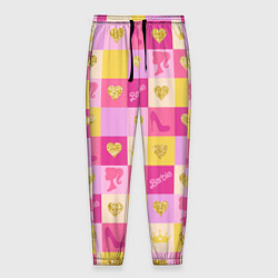 Мужские брюки Барби: желтые и розовые квадраты паттерн