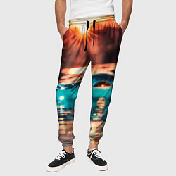Брюки на резинке мужские Поверхность воды на закате макро, цвет: 3D-принт — фото 2