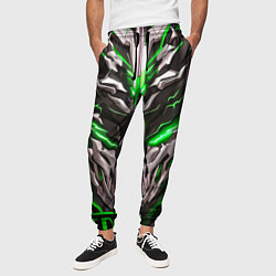 Брюки на резинке мужские Зелёный неоновый кибер демон, цвет: 3D-принт — фото 2