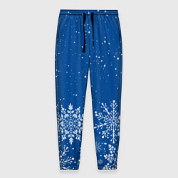 Мужские брюки Текстура снежинок на синем фоне