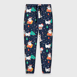 Мужские брюки Pattern with new years cats