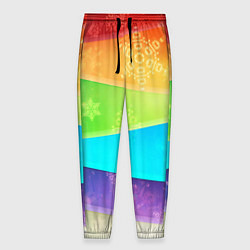 Брюки на резинке мужские Абстрактный разноцветный волнистый фон со снежинка, цвет: 3D-принт