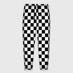 Брюки на резинке мужские Шахматное поле чёрно-белый, цвет: 3D-принт