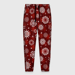 Мужские брюки Snowflakes on a red background