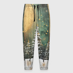 Мужские брюки Большая луна и новогодний лес