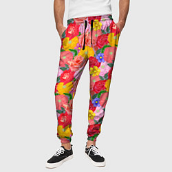 Брюки на резинке мужские Летний цветочный фон, цвет: 3D-принт — фото 2