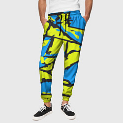 Брюки на резинке мужские Жёлто-голубая графика, цвет: 3D-принт — фото 2
