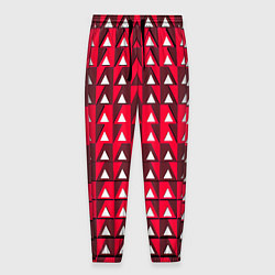 Мужские брюки Белые треугольники на красном фоне