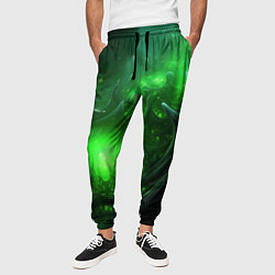 Брюки на резинке мужские Зеленая кислотная яркая неоновая абстракция, цвет: 3D-принт — фото 2