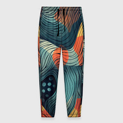 Брюки на резинке мужские Волны линиями, цвет: 3D-принт