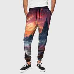 Брюки на резинке мужские Космический фантазийный мир на другой планете, цвет: 3D-принт — фото 2