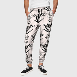 Брюки на резинке мужские Веточка цветочная, цвет: 3D-принт — фото 2