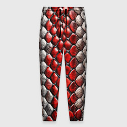Брюки на резинке мужские Змеиная объемная текстурная красная шкура, цвет: 3D-принт